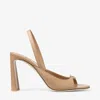 Jimmy Choo Lev 95 Leather Slingback Heels In Biscuit/gold