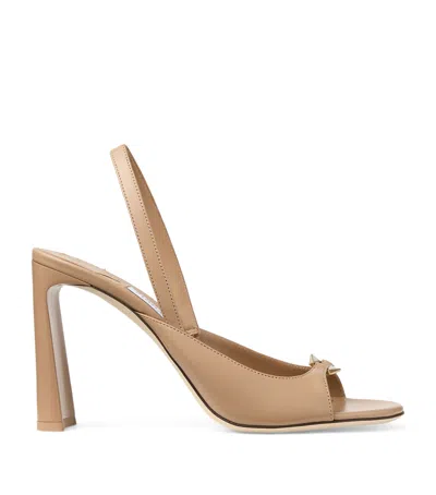 Jimmy Choo Lev 95 Leather Slingback Heels In Biscuit