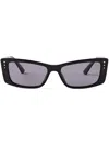 Jimmy Choo Lexy Rectangle-frame Sunglasses In Black