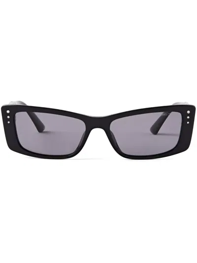 Jimmy Choo Lexy Rectangle-frame Sunglasses In Black