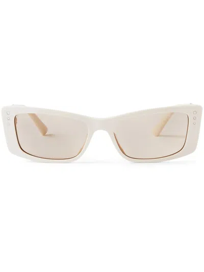 Jimmy Choo Lexy Rectangle-frame Sunglasses In White