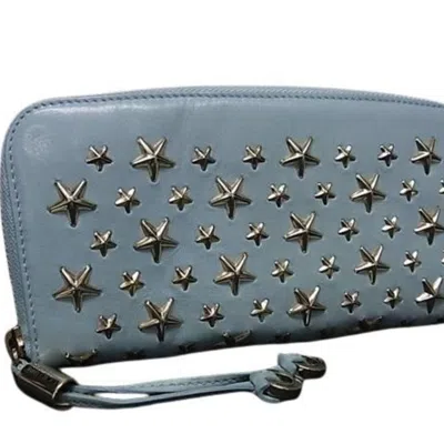Pre-owned Jimmy Choo Light Blue Leather Long Wallet (bi-fold) ()