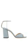 Jimmy Choo Saeda 85 Crystal-embellished Satin Sandals In Light Blue