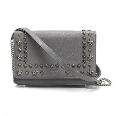 Pre-owned Jimmy Choo Light Gray Leather Chain/shoulder Wallet ()