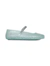 Jimmy Choo Light Green Jelly Ballet Flats With Crystal In Blue