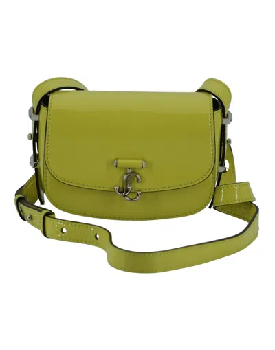 Jimmy Choo Lime Yellow Leather Small Shoulder Bag In Green
