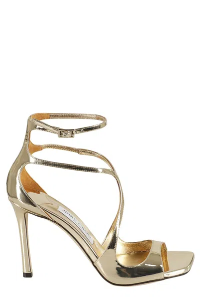Jimmy Choo Liquid Metal Leather Azia Sandals In Silver