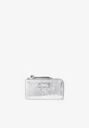Jimmy Choo Lise-z Metallic Leather Cardholder In Silver