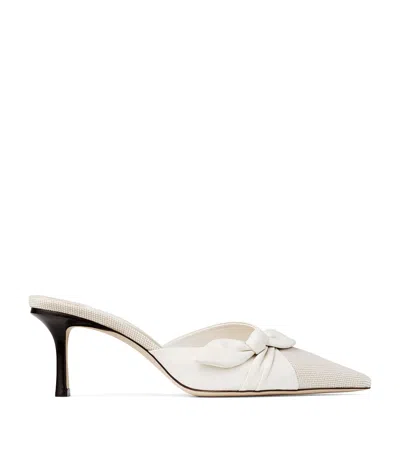 Jimmy Choo Livi 65 Leather And Canvas Mules In Neutral