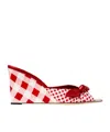 Jimmy Choo Livi 85mm Leather-trimmed Checked Wedge Mules In Red