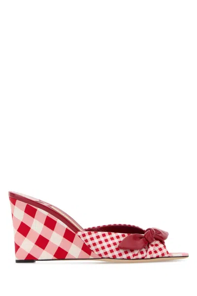 Jimmy Choo Livi 85 Printed Fabric Wedge Sandals In Yellow