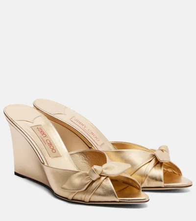 Jimmy Choo Livi Metallic Leather Wedge Mules In Multi