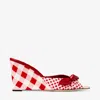 Jimmy Choo Livi 85mm Leather-trimmed Checked Wedge Mules In Red