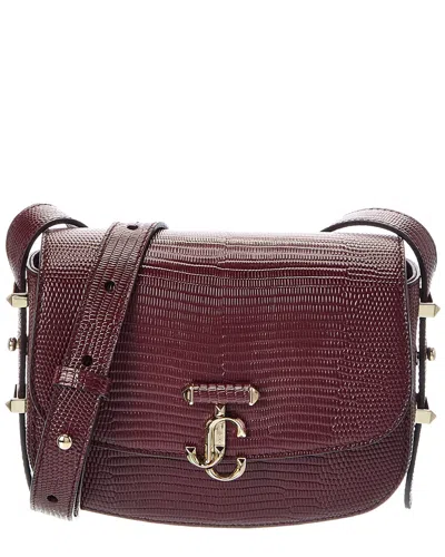 Jimmy Choo Lizard-embossed Leather Crossbody In Purple