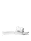 Jimmy Choo Leather Trim Open Toe Pool Slippers In White