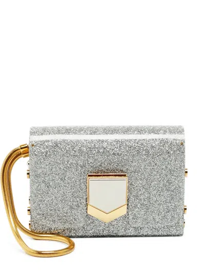 Pre-owned Jimmy Choo Lockett Glitter Clutch Bag In Silver