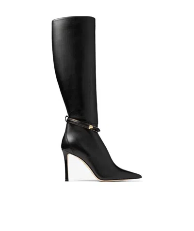 Jimmy Choo Logo Boots In Black