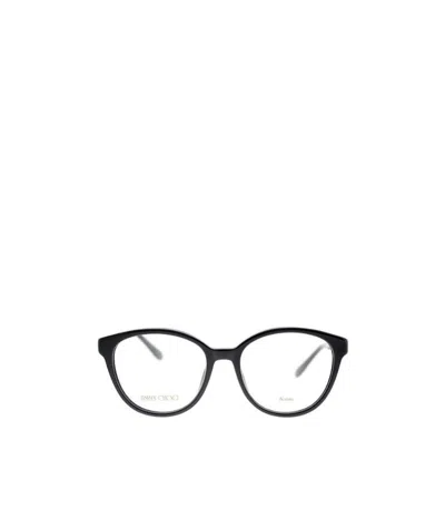 Jimmy Choo Logo Circular Frame Flat Mirror In Black