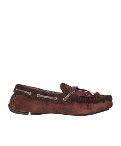 Jimmy Choo Logo Detail Flats In Burgundy