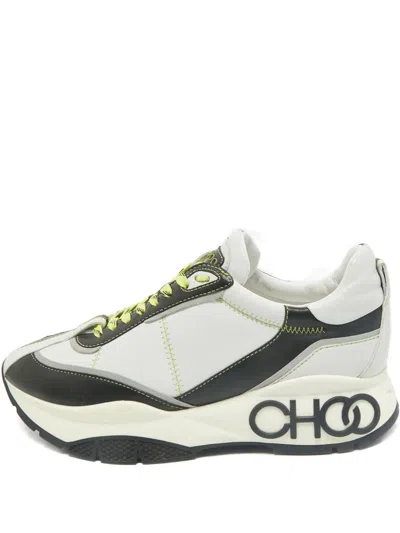 Pre-owned Jimmy Choo Logo-detail Leather Sneakers In White