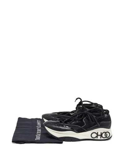 Pre-owned Jimmy Choo Logo-detail Sneakers In Black