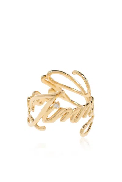 Jimmy Choo Logo Script Ring In Gold