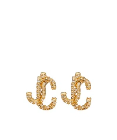 Jimmy Choo Logo Earrings In Yellow