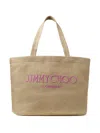 Jimmy Choo Logo-embroidered Tote Bag In Neutral