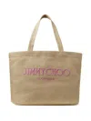 Jimmy Choo Rectangular Woven Texture Tote Bag Dual Handles In Brown