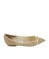 Jimmy Choo Logo Flat Shoes In Nude