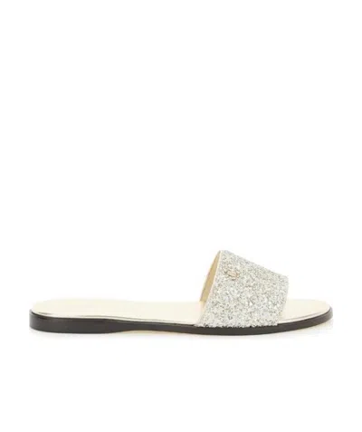 Jimmy Choo Logo Flip-flops In White