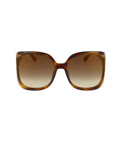 Jimmy Choo Logo Full-frame Sunglasses In Brown