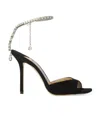 Jimmy Choo Saeda 100 Suede Leather Sand In Black