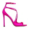 Jimmy Choo Azia 95 Sandals In Satin In Pink