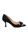 Jimmy Choo Melva 90 Embellished Suede Pumps In Black