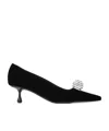 Jimmy Choo Orb 50 Crystal-embellished Velvet Pumps In Black