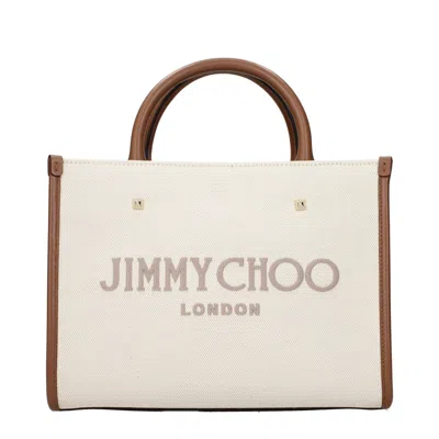Jimmy Choo Logo Jacquard Canvas Tote Bag In Beige