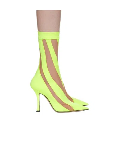 Jimmy Choo Logo  Sock Short Boots In Yellow