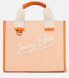 Jimmy Choo Logo Leather-trimmed Canvas Tote Bag In Orange