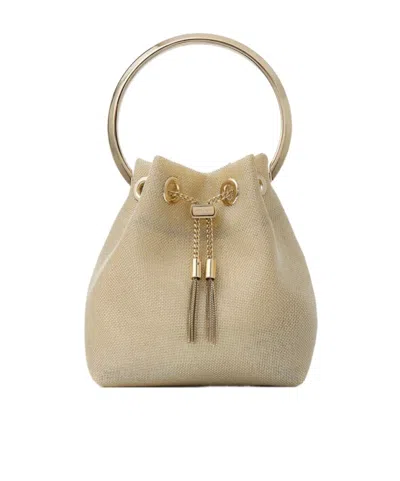 Jimmy Choo Logo Mesh Shoulder Bag In Nude