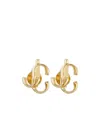 Jimmy Choo Womens Jc Logo-embellished Gold-toned Brass Stud Earrings In Yellow