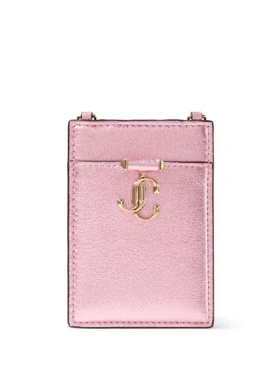 Jimmy Choo Logo-plaque Card Holder In Pink