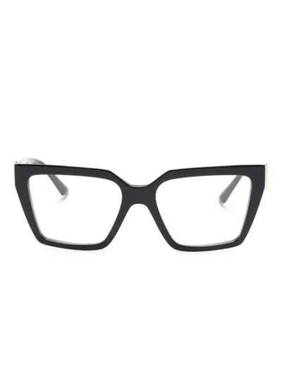 Jimmy Choo Logo-plaque Oversize-frame Glasses In Black