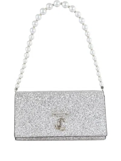 Jimmy Choo Logo-plaque Shoulder Bag In Silver