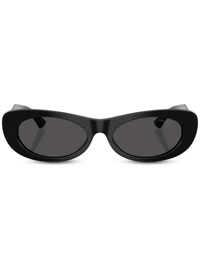 Jimmy Choo Logo-plaque Sunglasses In Dark Grey