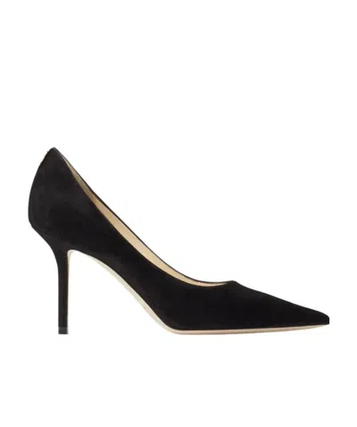 Jimmy Choo Logo Pointed High Heels In Black
