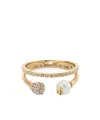 Jimmy Choo Crystal Pearl Double Open Ring In Yellow