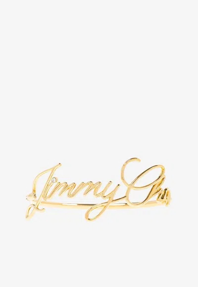 Jimmy Choo Logo Script Brass Bracelet