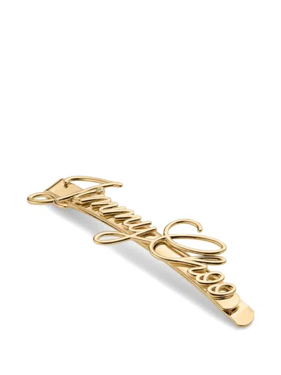 Jimmy Choo Logo Script Hair Clip In 金色