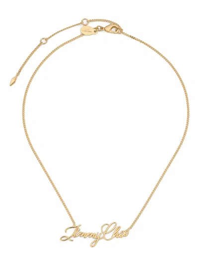Jimmy Choo Logo Script Necklace In Silver